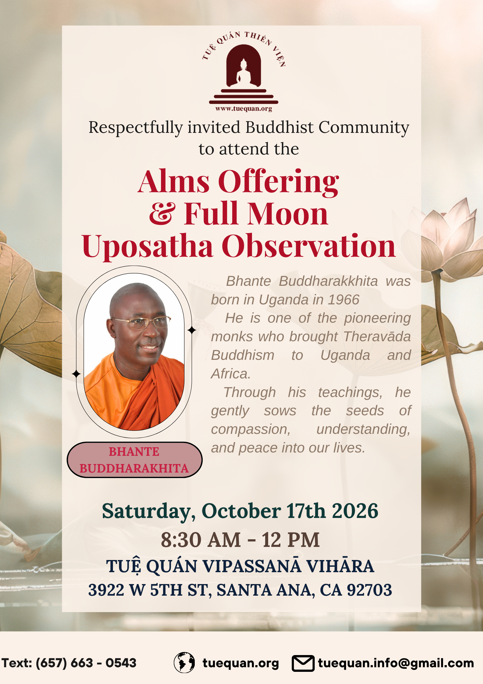 Alms Offering & Full Moon Uposatha Observation